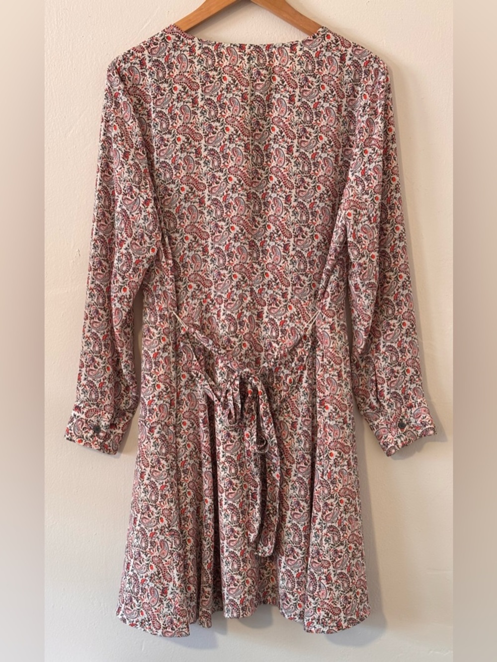 GAP Paisley Button-Front Long Sleeve Dress in Cream, Red & Navy Women’s Large - Picture 2 of 9